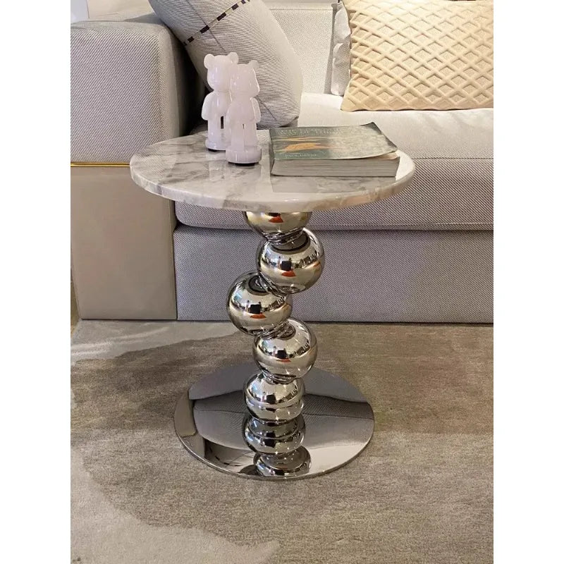 Table d'appoint minimaliste pour canapé, table basse ronde en marbre naturel de style nordique, table design légère et luxueuse pour salon