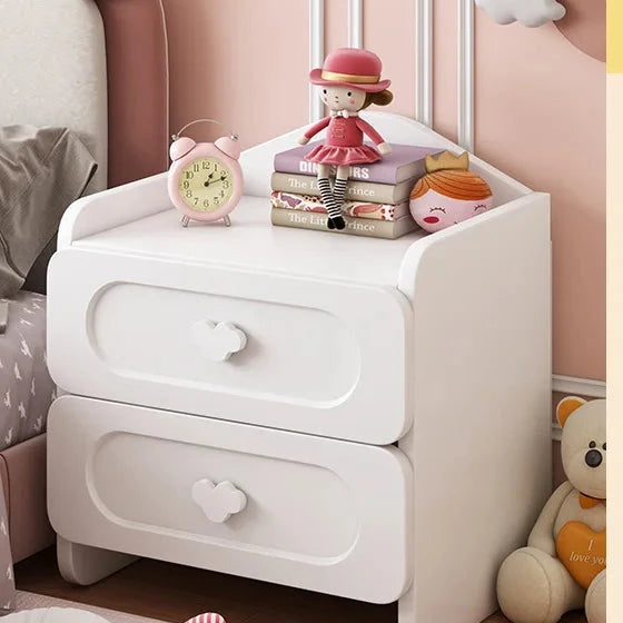 Table de chevet moderne à double tiroir pour enfant, mignonne et multifonctionnelle, petite armoire blanche.