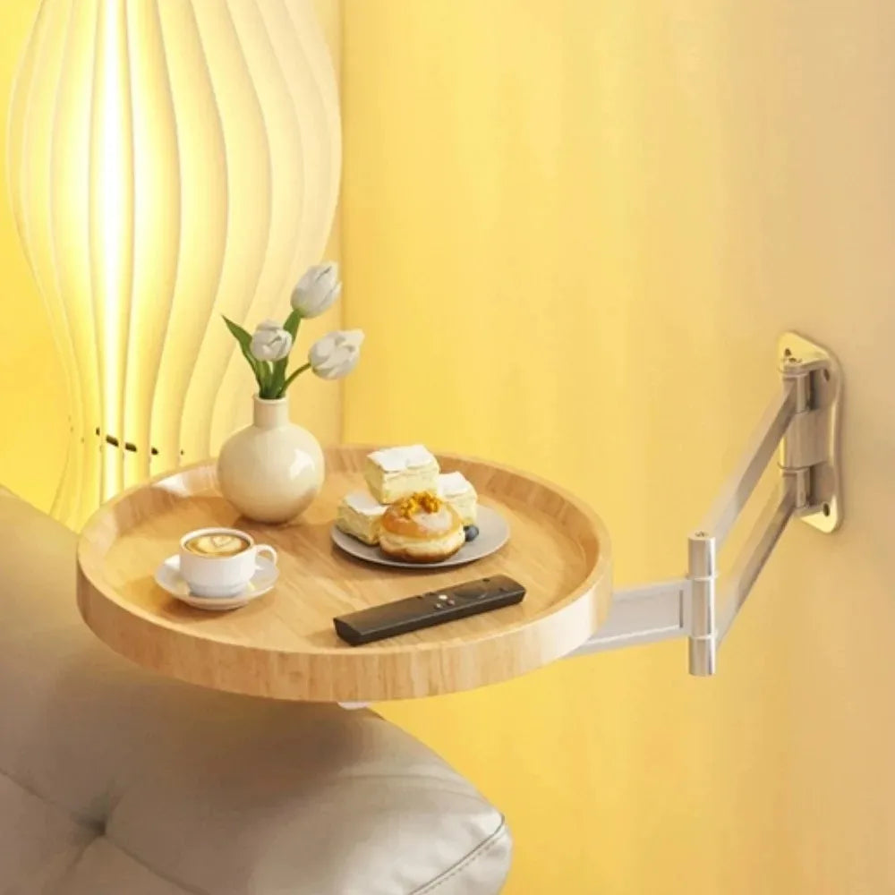Foldable Bedside Shelf Suspended Creative Wall Mounted Small Table Home Balcony Sofa Side Shelf Bedroom Round Small Side Table