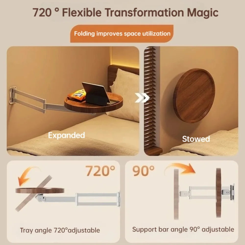 Foldable Bedside Shelf Suspended Creative Wall Mounted Small Table Home Balcony Sofa Side Shelf Bedroom Round Small Side Table