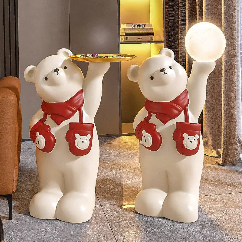 Plateau de rangement décoratif ours mignon – décoration créative pour salon