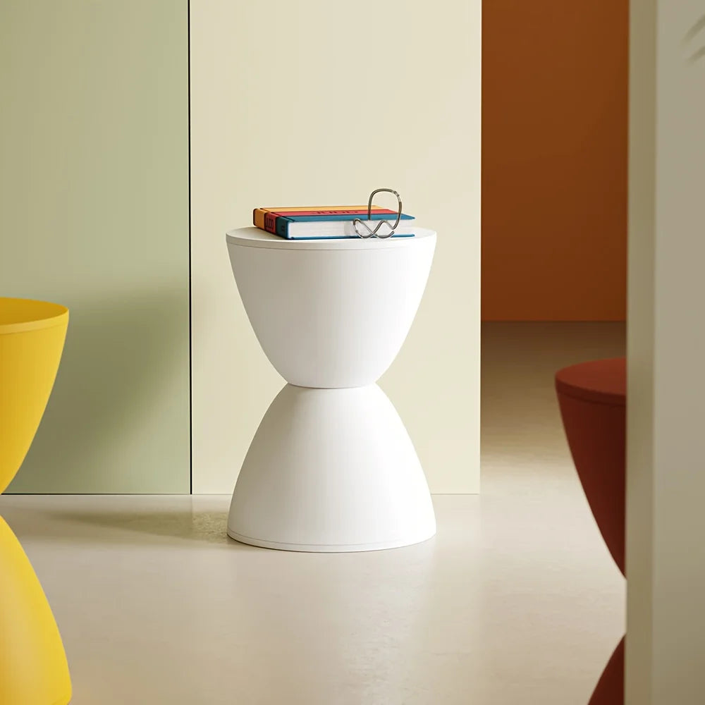 Tabouret moderne en forme de sablier – design flottant multifonction pour chambre ou coiffeuse.