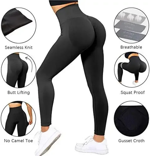 Legging de fitness sans couture - tricot extensible et respirant