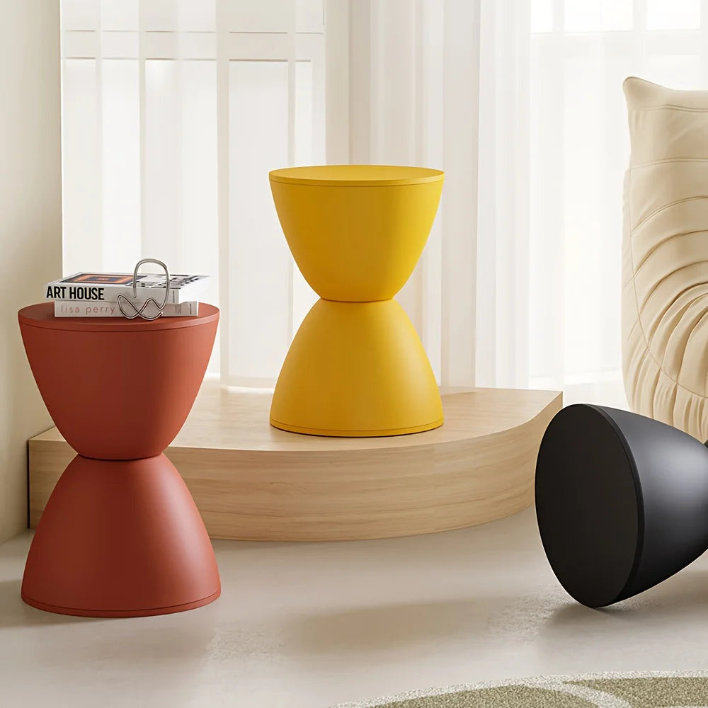 Tabouret moderne en forme de sablier – design flottant multifonction pour chambre ou coiffeuse.