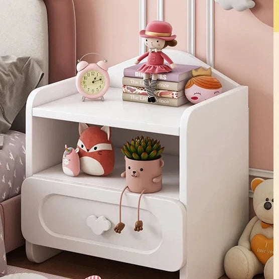 Table de chevet moderne à double tiroir pour enfant, mignonne et multifonctionnelle, petite armoire blanche.