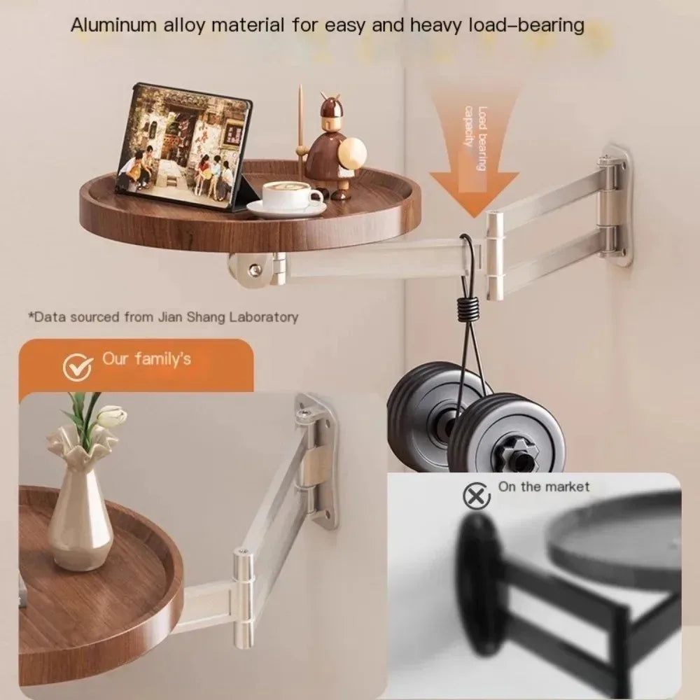 Foldable Bedside Shelf Suspended Creative Wall Mounted Small Table Home Balcony Sofa Side Shelf Bedroom Round Small Side Table