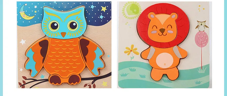 3D Wooden Puzzle Cartoon Toy