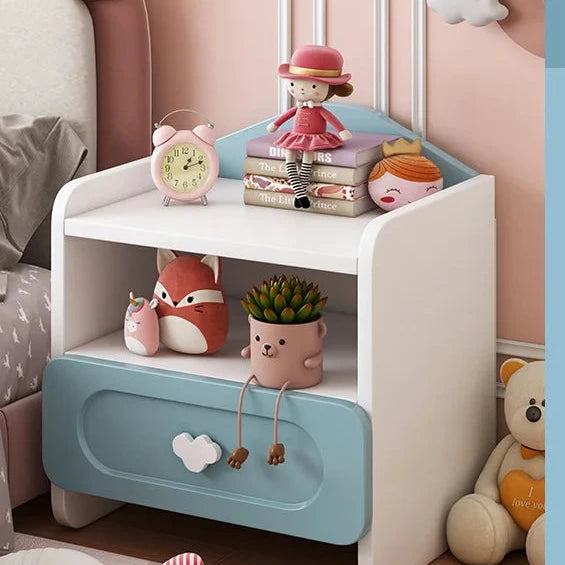 Table de chevet moderne à double tiroir pour enfant, mignonne et multifonctionnelle, petite armoire blanche.