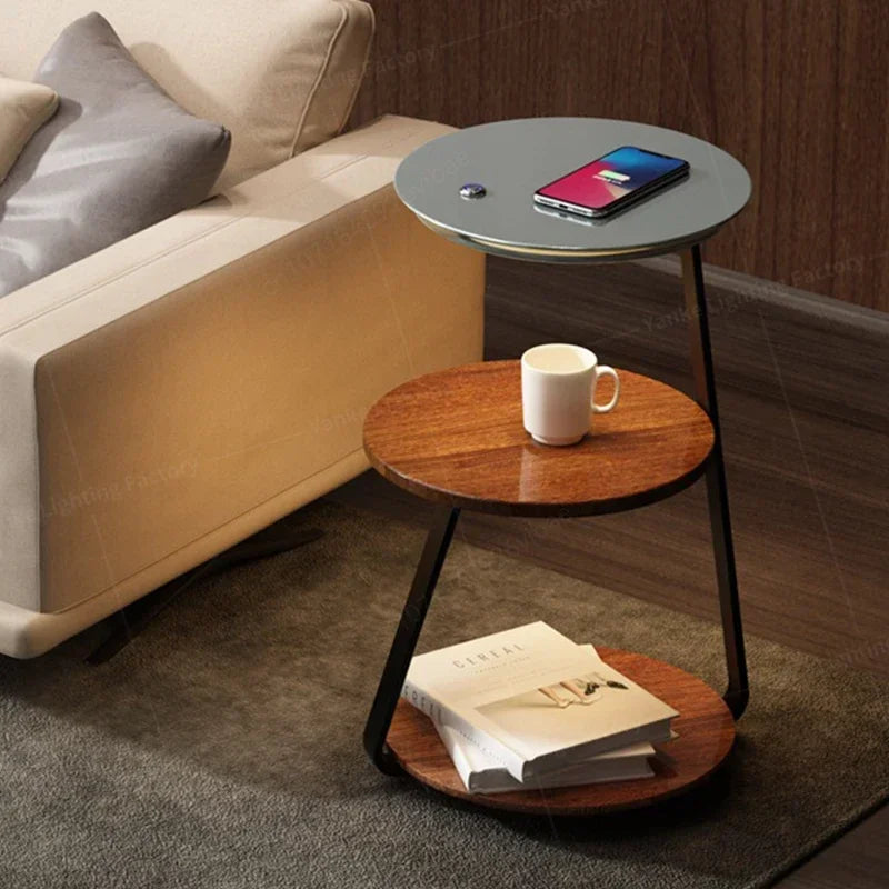 Lampadaire LED créatif pour chambre à coucher avec étagère, idéal comme lampe de chevet ou table basse au salon, design moderne et rangement pour la maison