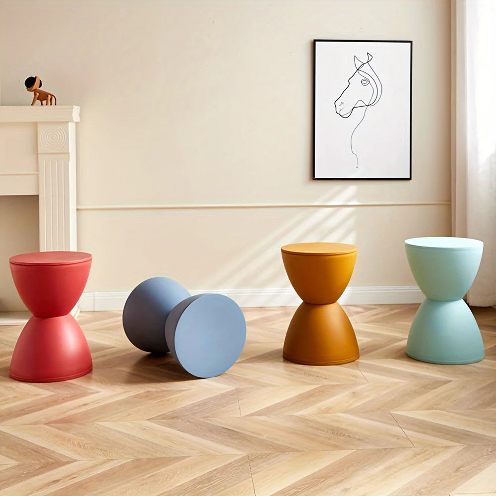 Tabouret moderne en forme de sablier – design flottant multifonction pour chambre ou coiffeuse.