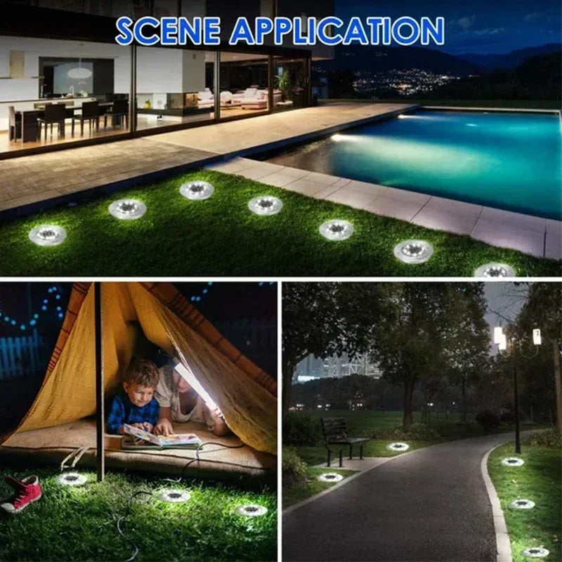 20 LEDs Solar Disk Lights for Lawn