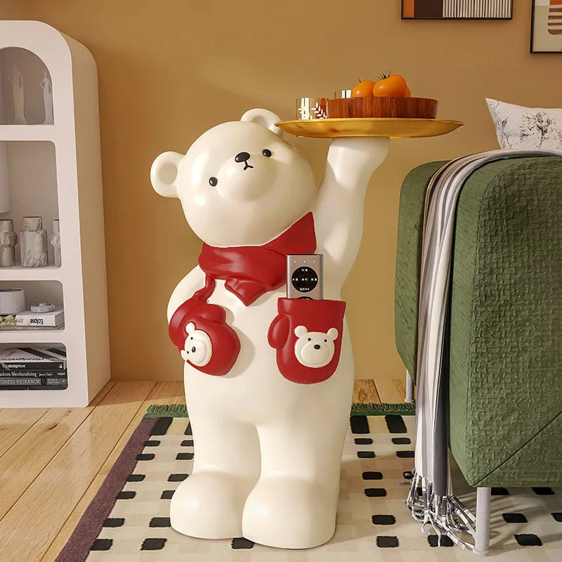 Plateau de rangement décoratif ours mignon – décoration créative pour salon
