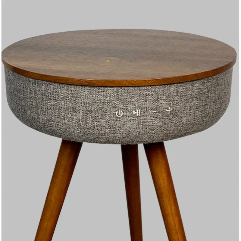 Table d’Appoint Intelligente avec Recharge Sans Fil et Haut-Parleur Bluetooth