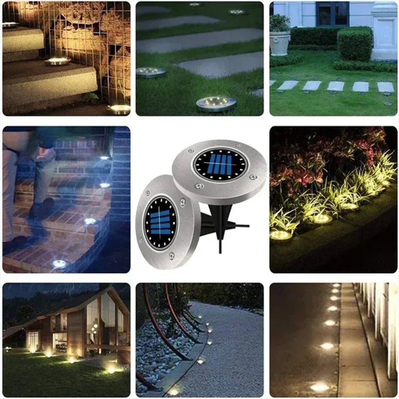 20 LEDs Solar Disk Lights for Lawn