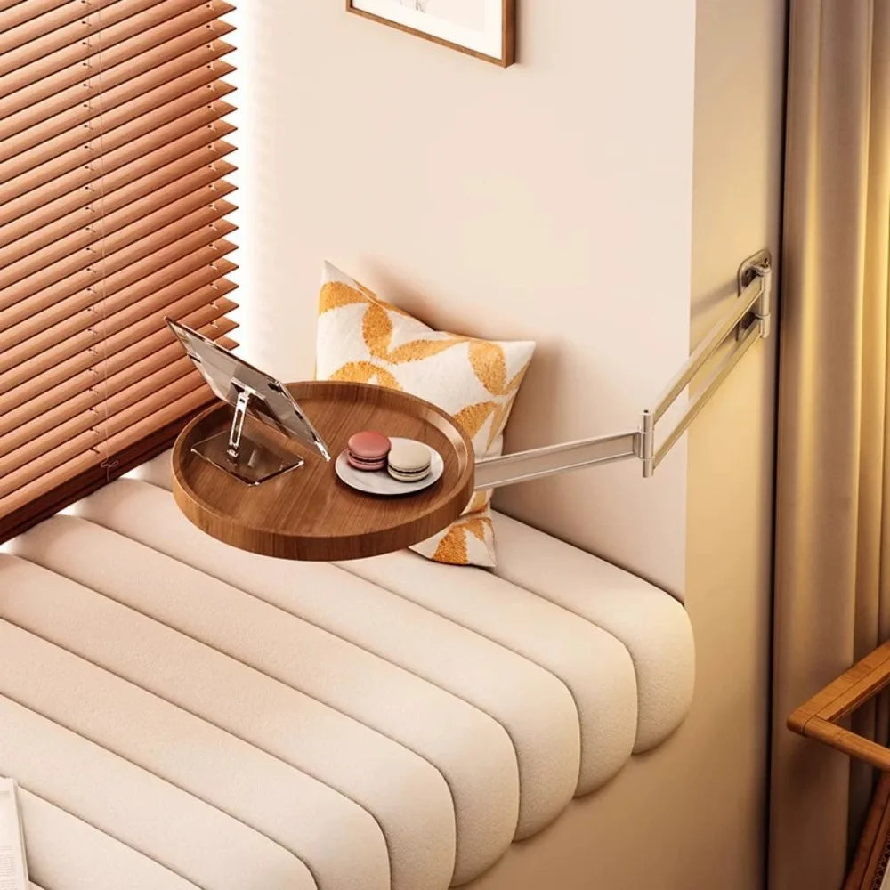 Foldable Bedside Shelf Suspended Creative Wall Mounted Small Table Home Balcony Sofa Side Shelf Bedroom Round Small Side Table