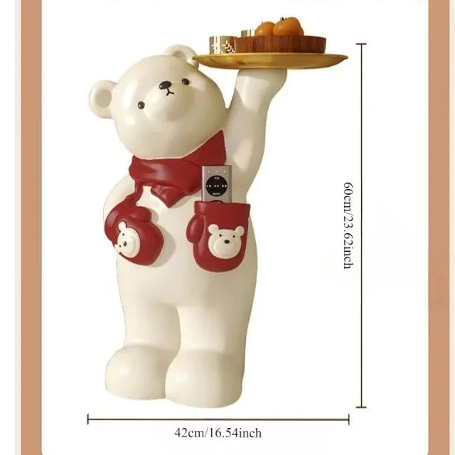 Plateau de rangement décoratif ours mignon – décoration créative pour salon