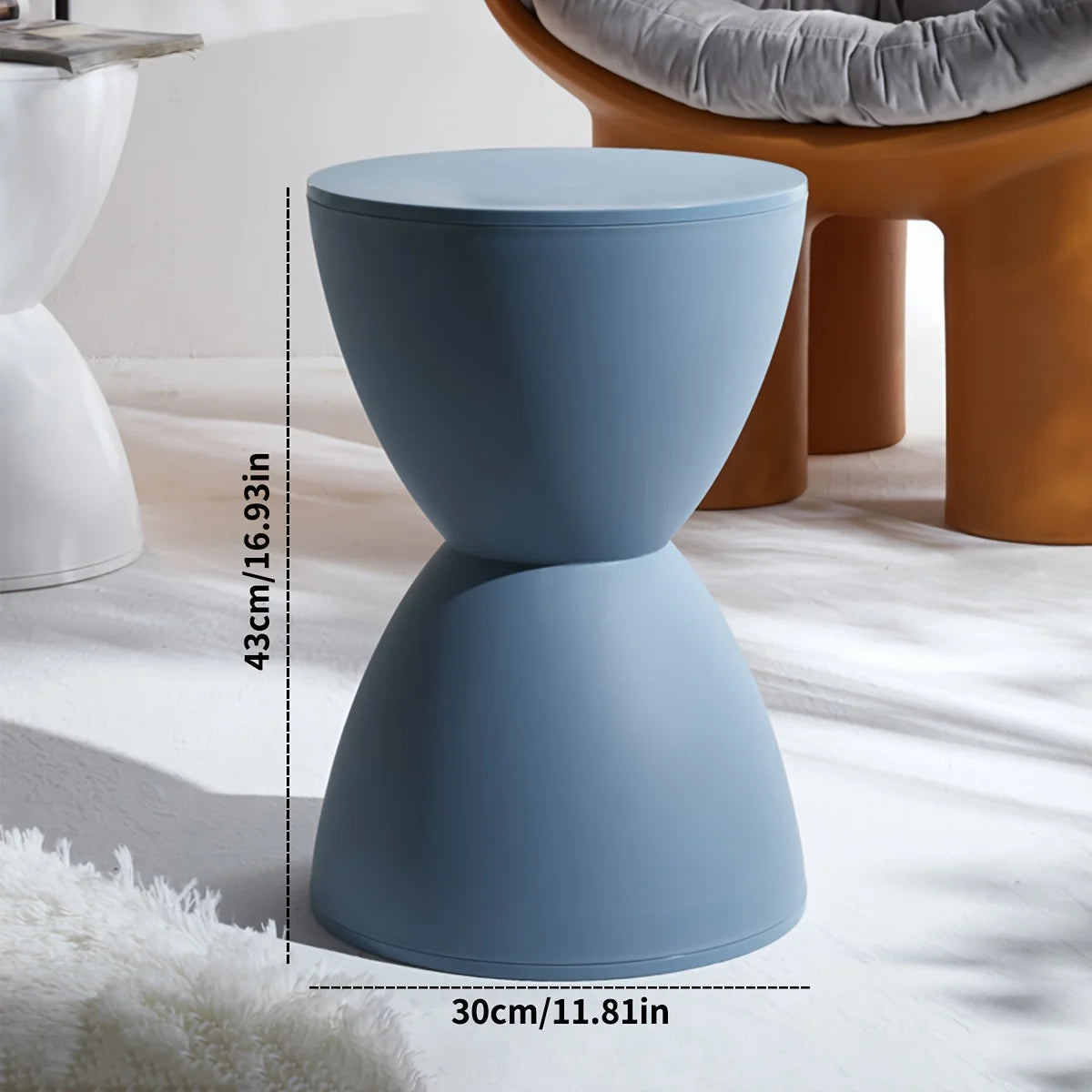 Tabouret moderne en forme de sablier – design flottant multifonction pour chambre ou coiffeuse.