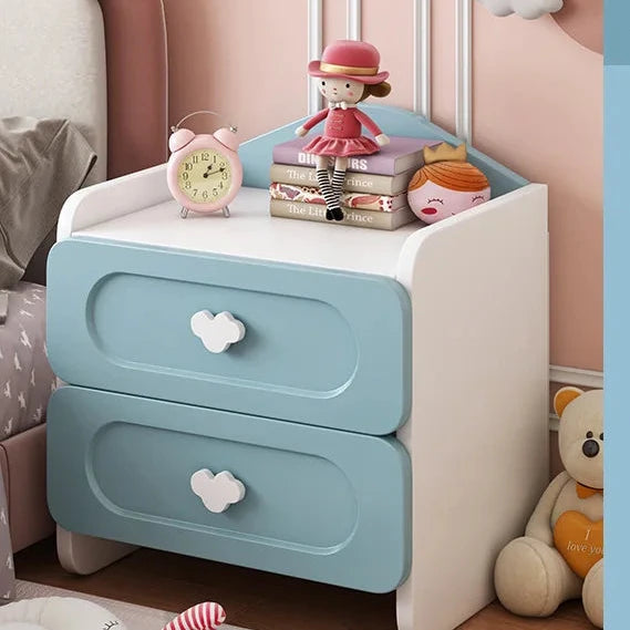 Table de chevet moderne à double tiroir pour enfant, mignonne et multifonctionnelle, petite armoire blanche.