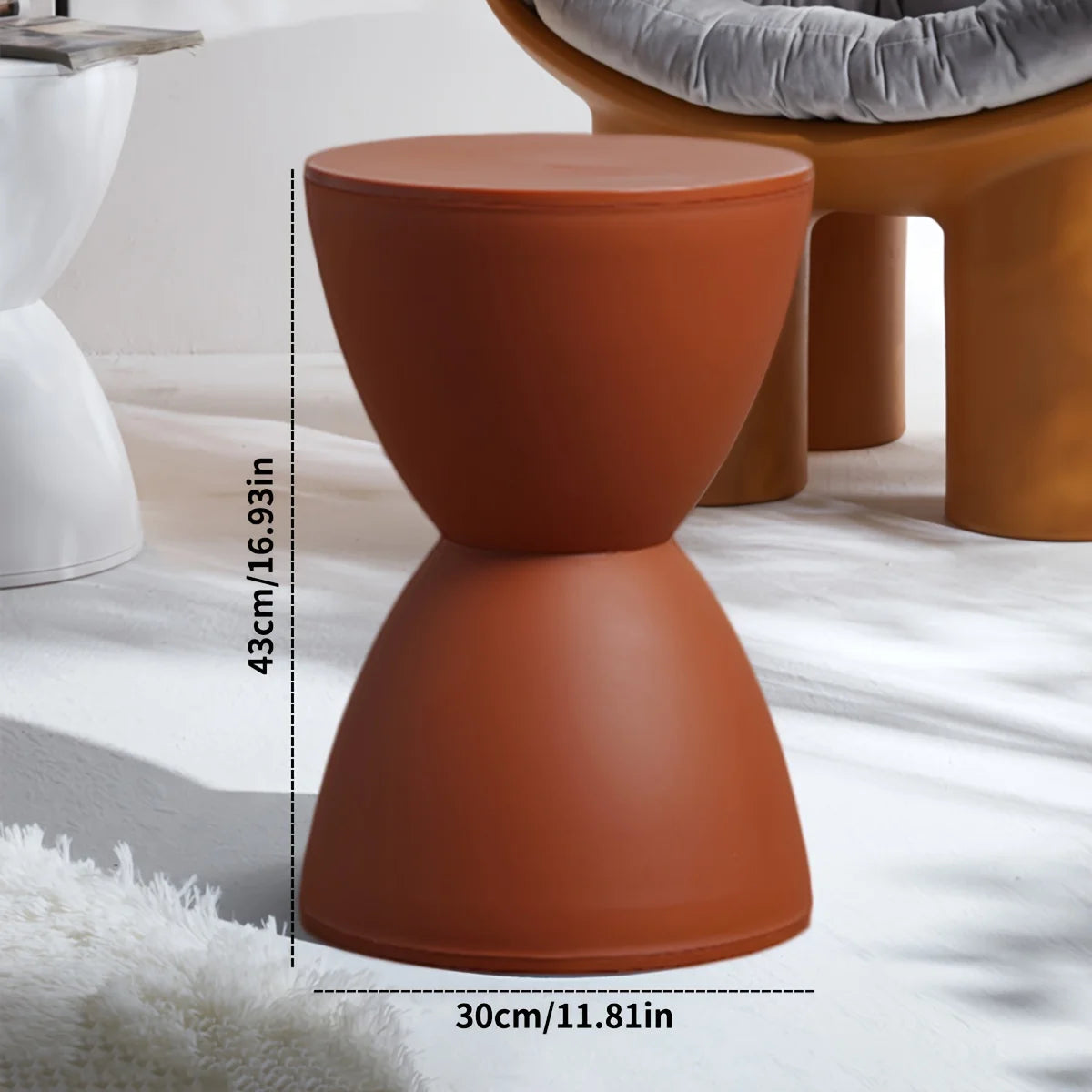 Tabouret moderne en forme de sablier – design flottant multifonction pour chambre ou coiffeuse.