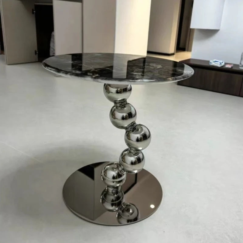 Table d'appoint minimaliste pour canapé, table basse ronde en marbre naturel de style nordique, table design légère et luxueuse pour salon