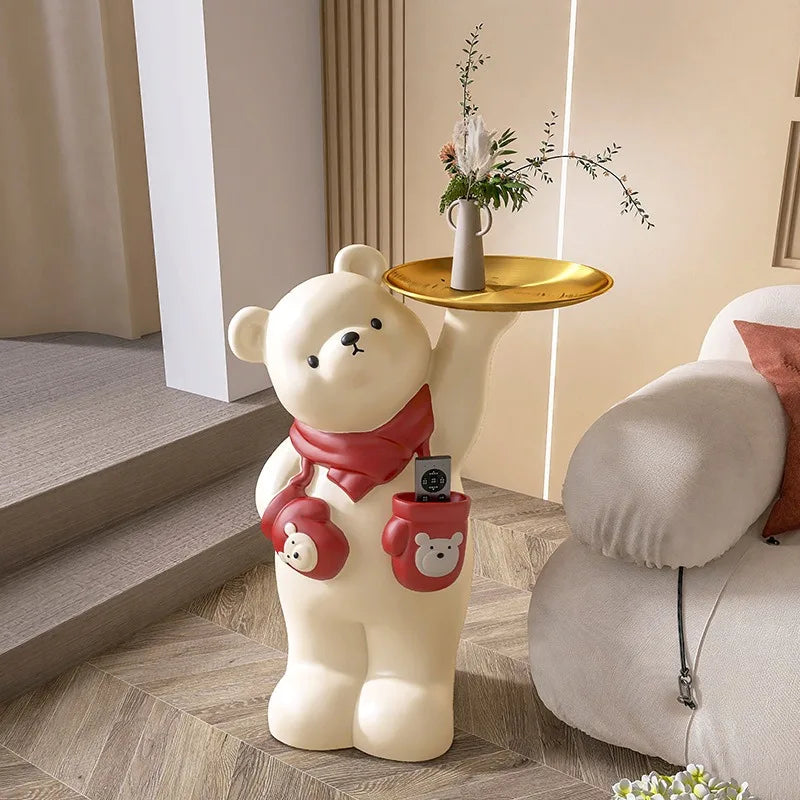 Plateau de rangement décoratif ours mignon – décoration créative pour salon