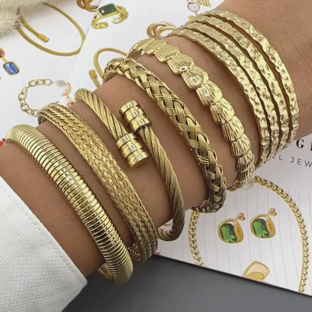 BRACELET, ACIER PLAQUË OR 18K